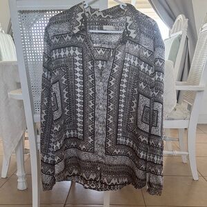 Chico's Black and White Geometric Blouse